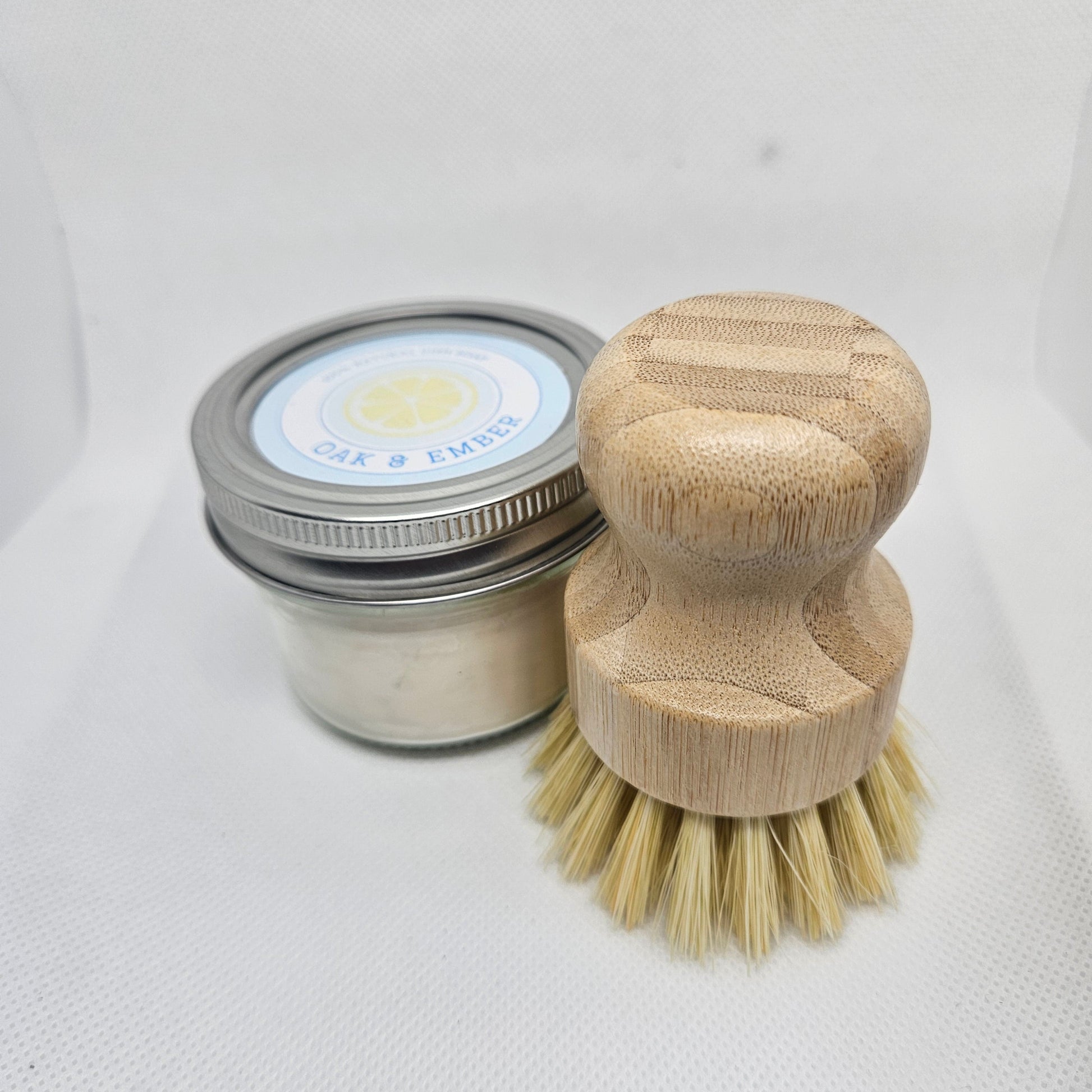 Dish soap and bamboo brush